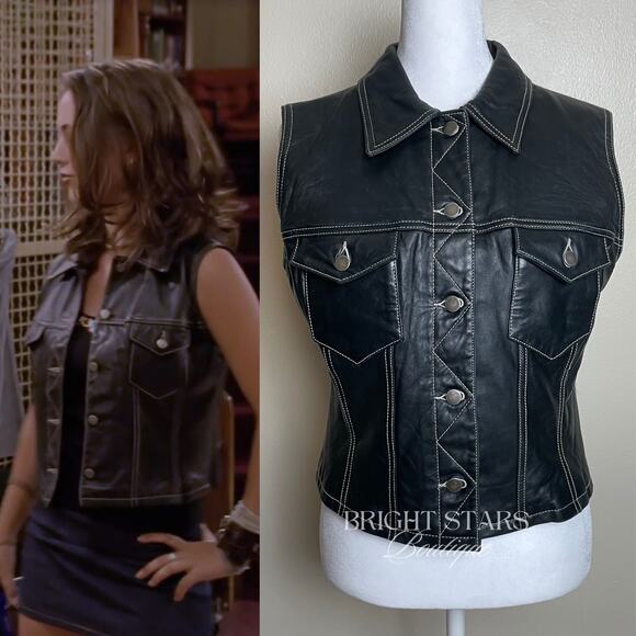 Rare Vintage Leather Wool Vest ASO Faith Lehane BtVS Womens Medium Vintage 90s - Picture 1 of 10
